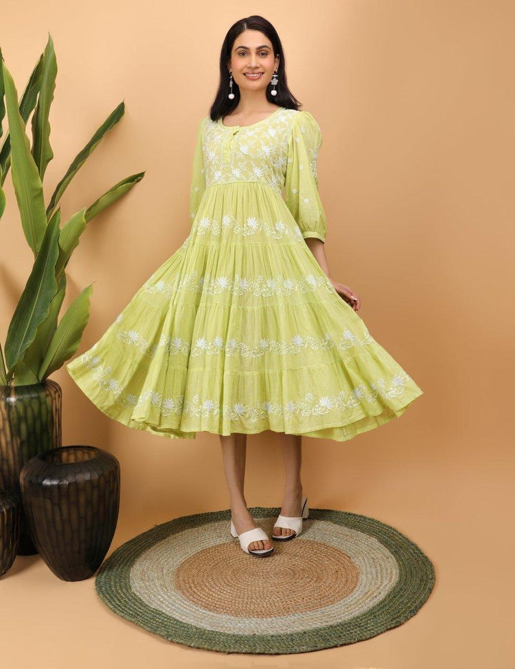 Stunning Women's Chikankari Layer Dresses - Elegant, Flowy & Fashion-Forward | Shwet - Shwet Artistry