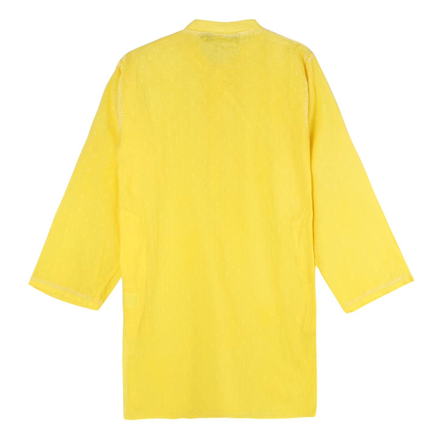 Yellow Chikankari kurta on a white background
