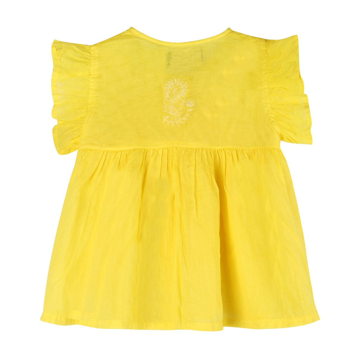 Shwet Chikankari yellow Baby Frok - Handcrafted Chikankari embroidery, styling example. Premium quality fabric.