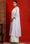 Women Hand Embroidered Chikankari Lavendar Pintex Kali Dress