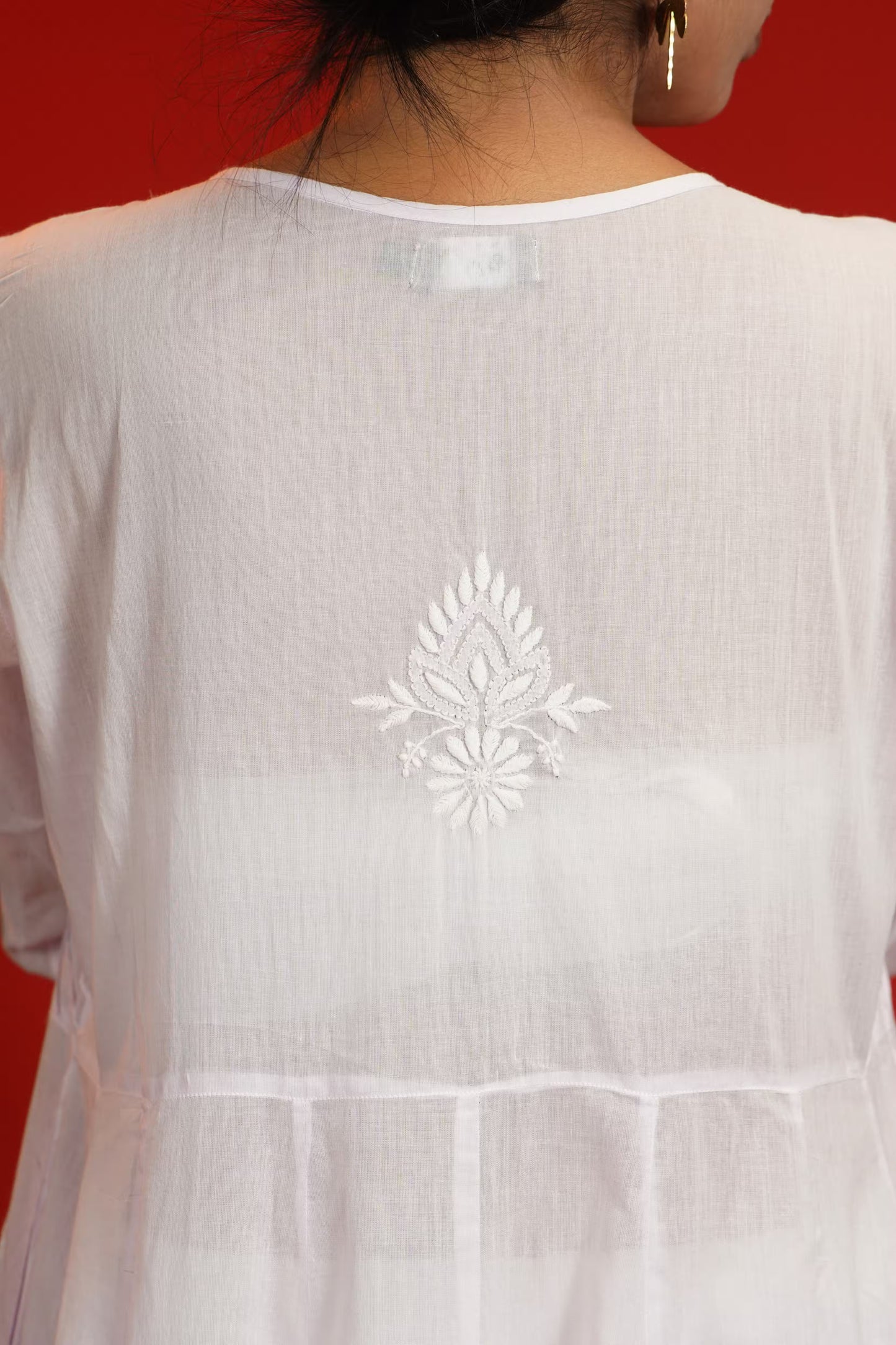 Women Hand Embroidered Chikankari Lavendar Pintex Kali Dress