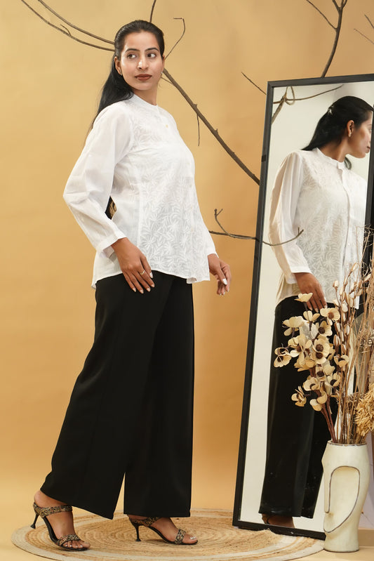 Women Hand Embroidered Chikankari White Shirt