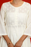 Women Hand Embroidered Chikankari Cream Pintex Kali Dress