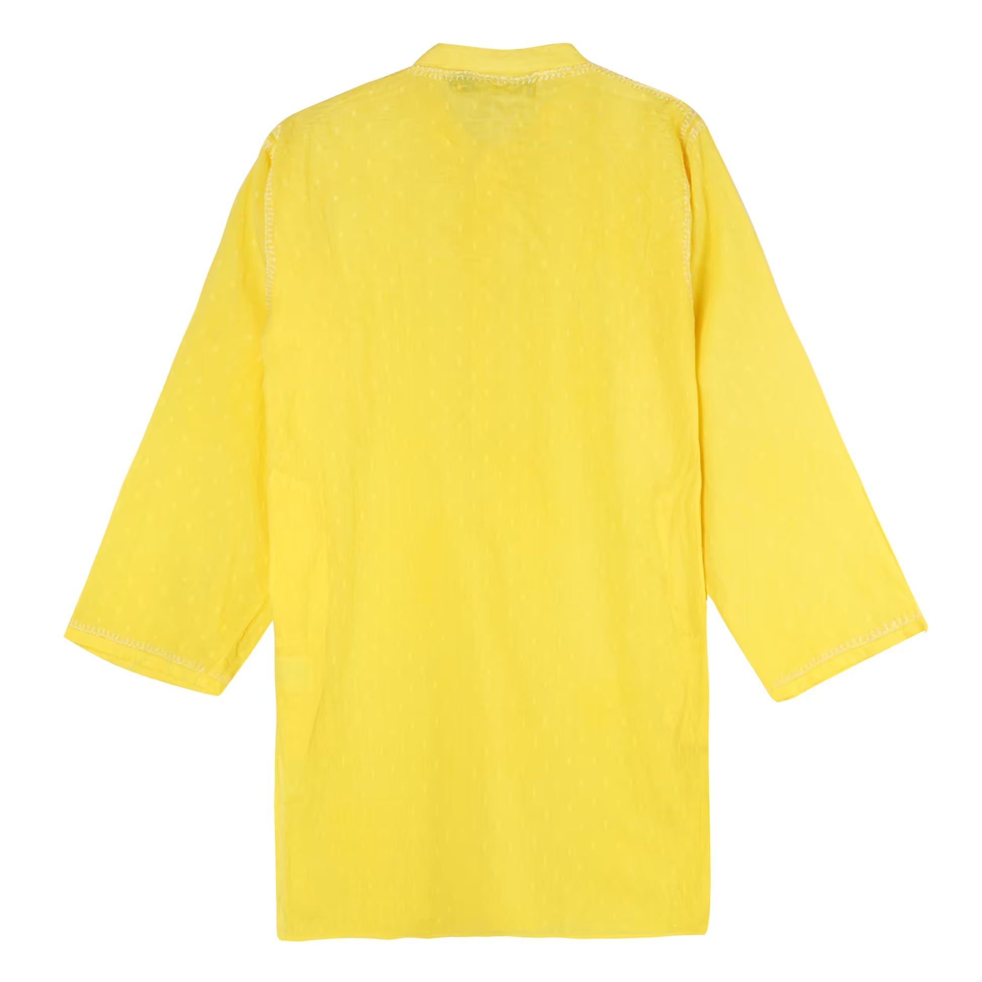 Yellow Chikankari kurta on a white background