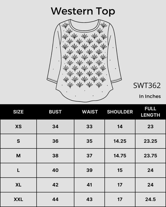Size chart Shwet Women Hand Embroidered "Pastel Poise" Yellow short top