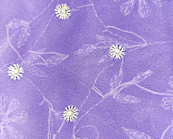 Chikankari Abstract design with white floral outlines on a purple textured background