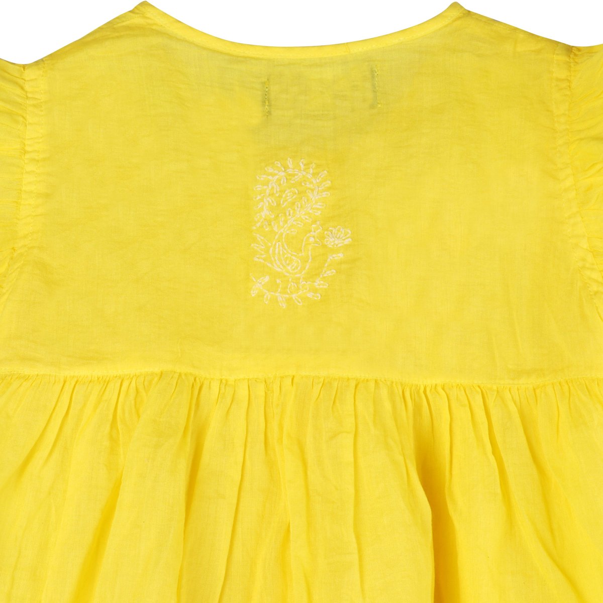 Shwet Chikankari yellow Baby Frok - Handcrafted Chikankari embroidery. Premium quality fabric.