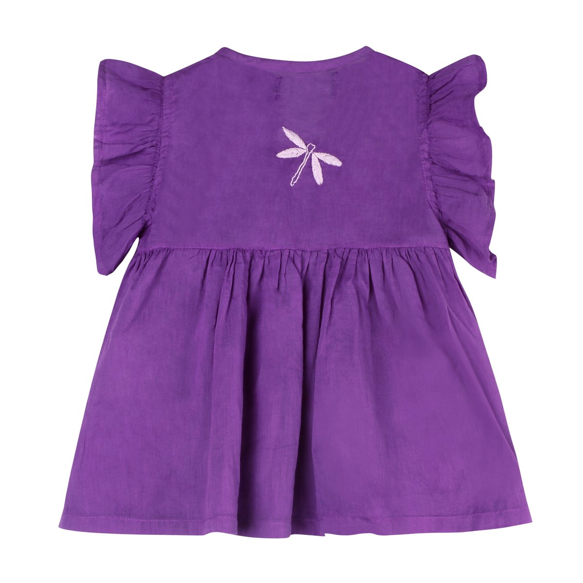 Shwet Chikankari Purple Baby Frok - Handcrafted Chikankari embroidery, styling example. Premium quality fabric.