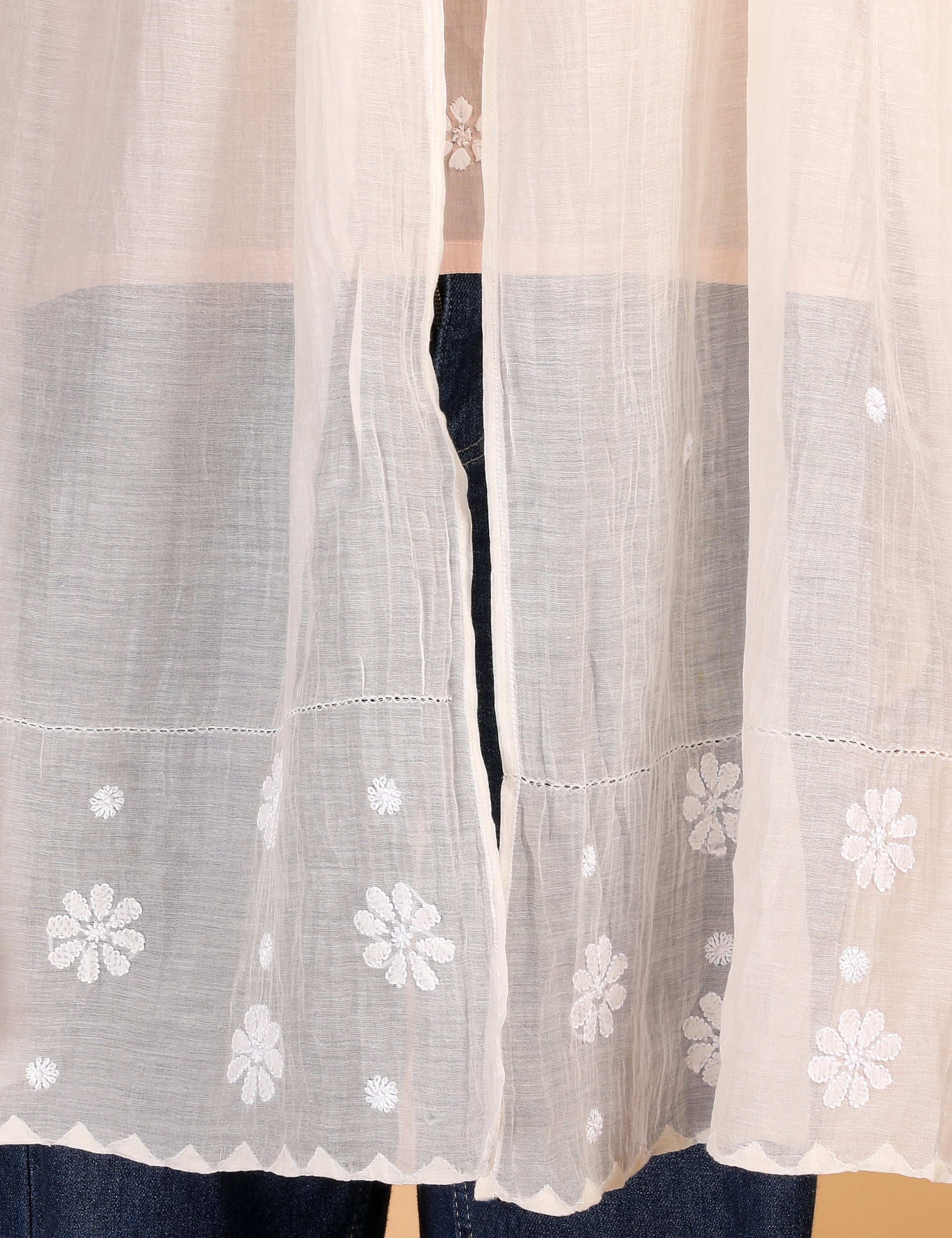 Shwet Artistry Shwet Women Nude Pink Chikankari Chanderi Stole - Premium Chikankari Collection