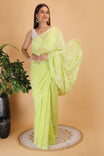 Shwet Light Green Kota Cotton Hand Embroidered Chikankari Saree