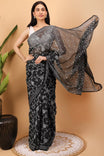 Shwet Women Black Hand Embroidered Kota Cotton Chikankari Saree
