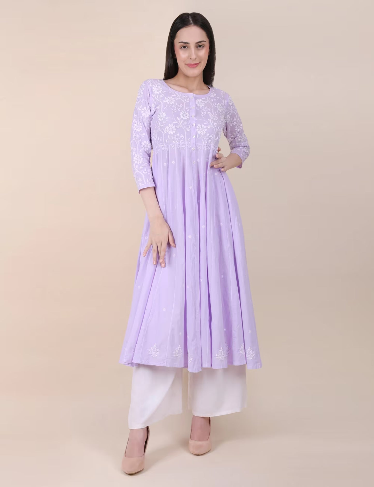 Shwet Women Purple Hand Embroidered Chikankari Shrug - Shwet Artistry