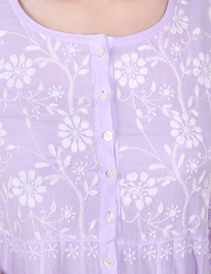 Shwet Women Purple Hand Embroidered Chikankari Shrug - Shwet Artistry