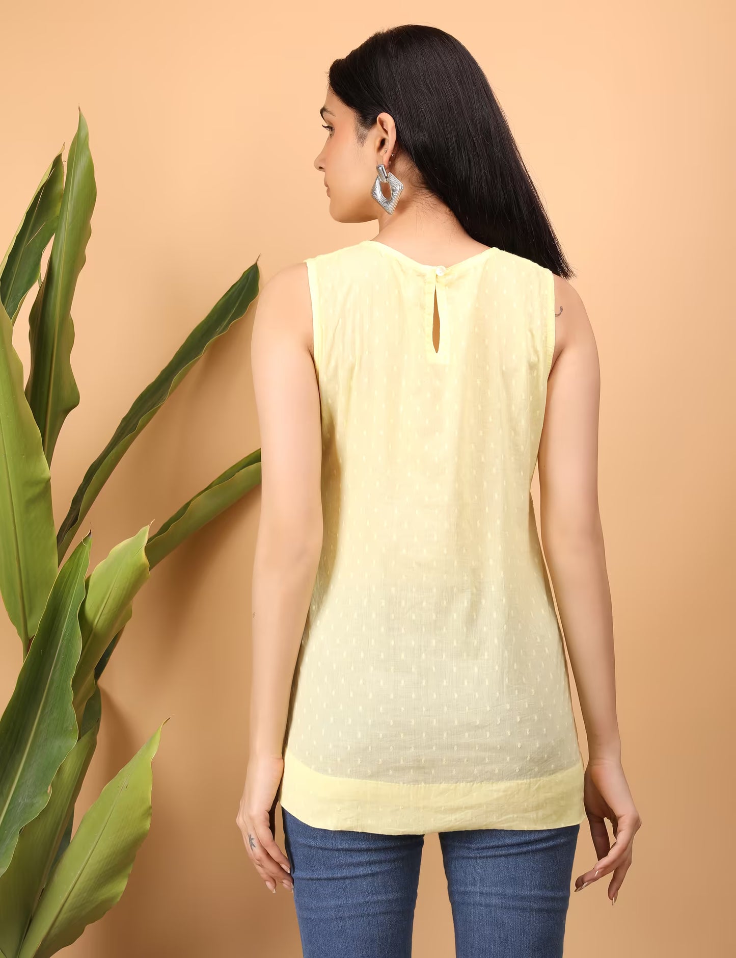 Shwet Women Yellow Chikankari Sleevless Erika  Top - Shwet Artistry