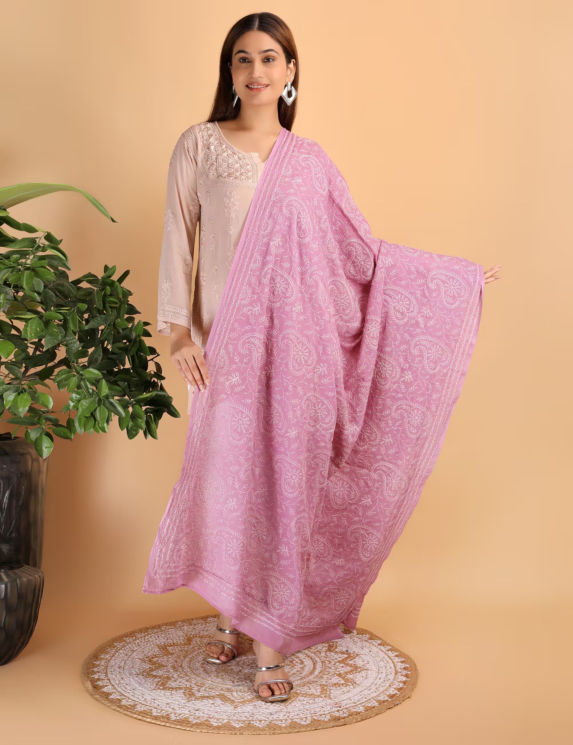 Shwet "pastal Hues" move Chikankari Cotton Dupatta - Shwet Artistry