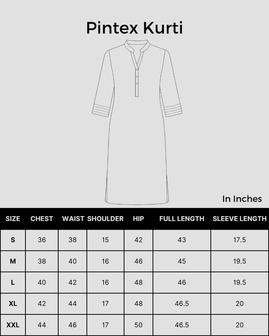 Size chart Shwet Women Green Hand Embroidered Chikankari Pintex Kurta