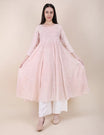 Shwet Women Powder Pink Hand Embroidered Chikankari  Kali kurti - Shwet Artistry
