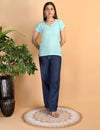 Shwet Women Sea Green Chikankari Cotton Short Top - Shwet Artistry