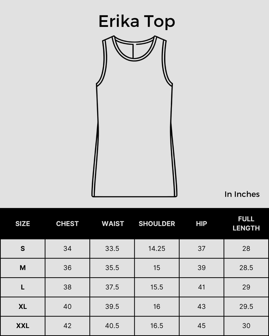 Size chart for Shwet Women Pink Chikankari Sleevless Top enlarged