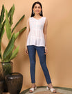 Shwet White Hand Embroidered Chikankari Tier top - Shwet Artistry